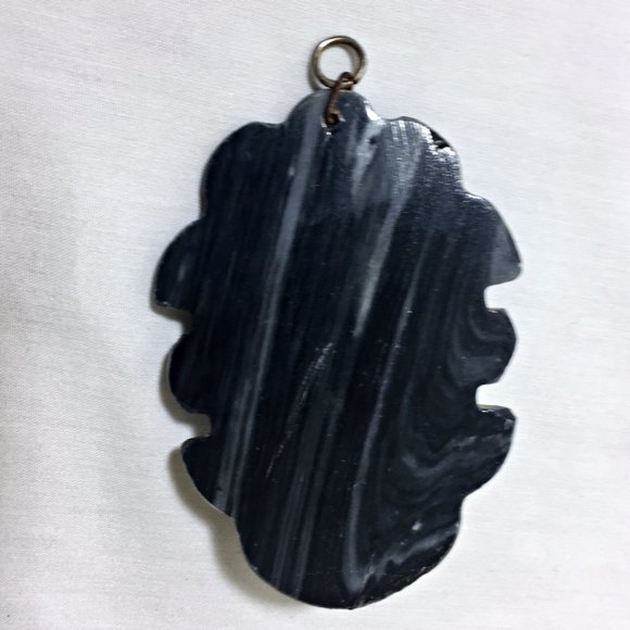 VTG 80s Black Onyx CANDLE HOLDER with RELIGIOUS Catholic Jesus Image - Picture 5 of 5